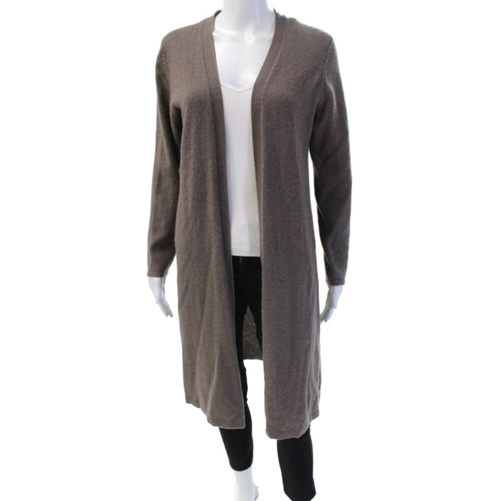 Charter Club Cashmere Unisex Cardigan Brown V Neck Long Sleeve Size S